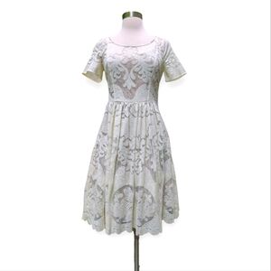 PLENTY By TRACY REESE Dress Ivory Fit & Flare Lace Lined Sz 2